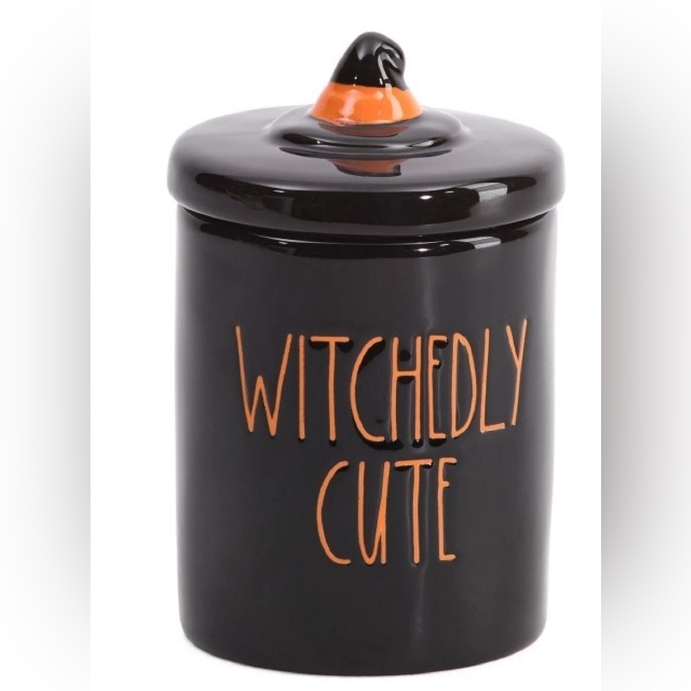 Rae Dunn Halloween “Witchedly Cute” Jar Canister Crock With Lid Decor